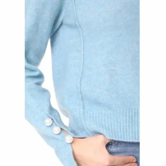 3.1 Phillip Lim Lofty Pullover Sweater Blue Alpaca Pearl Cuffs Size Small - Picture 2 of 7